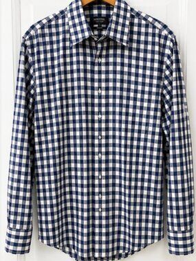 Nordstrom Men's Shop Smartcare Gingham Dress Shirt 16 34-35 Trim Fit